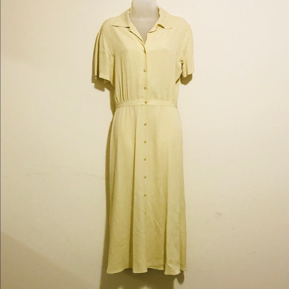 Vintage Pale Yellow Button Down Dress